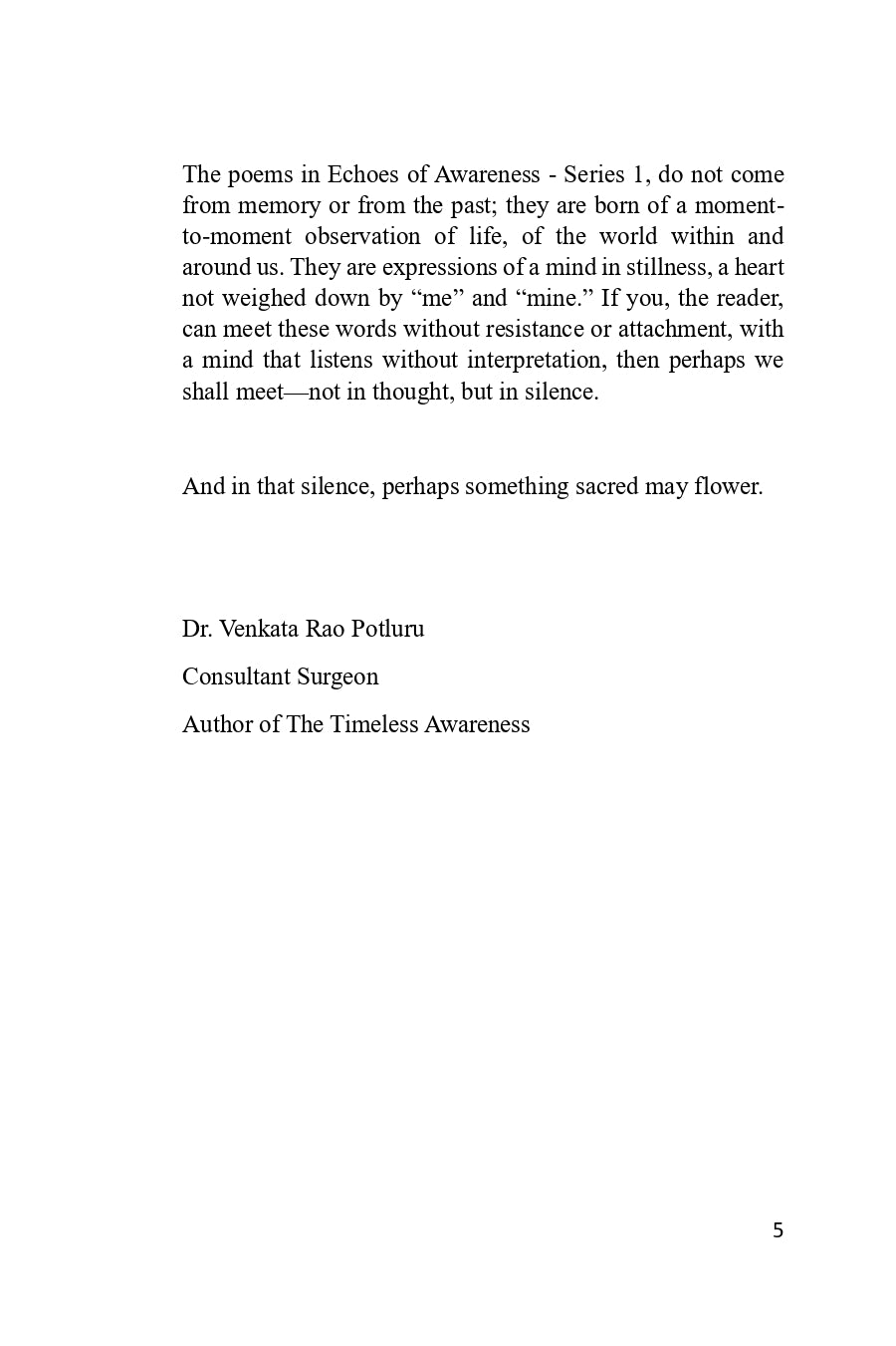 Echoes Of Awareness - Series 1 by Dr. Venkata Rao Potluru