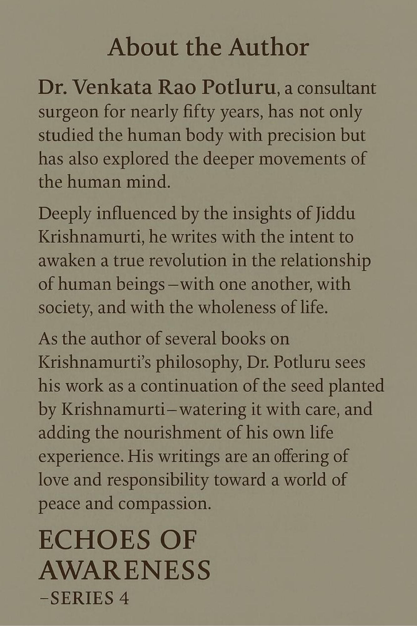 Echoes Of Awareness Series 4 by Dr. Venkata Rao Potluru