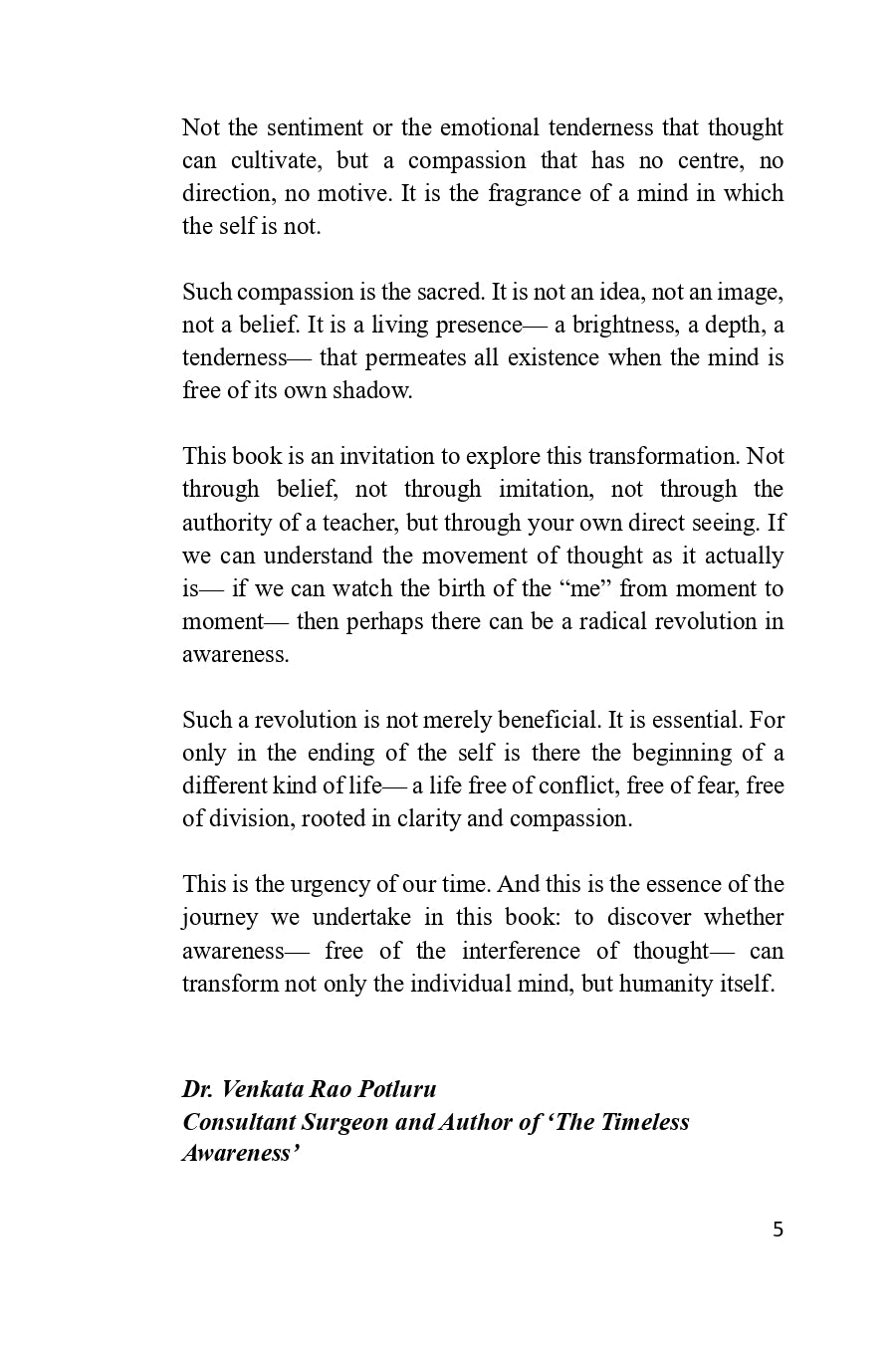 Awareness by Dr. Venkata Rao Potluru