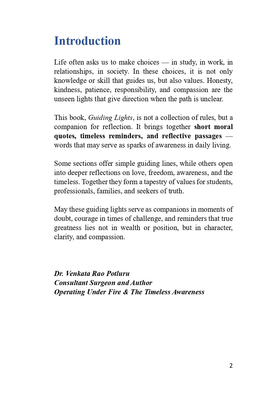 Guiding Lights by Dr. Venkata Rao Potluru