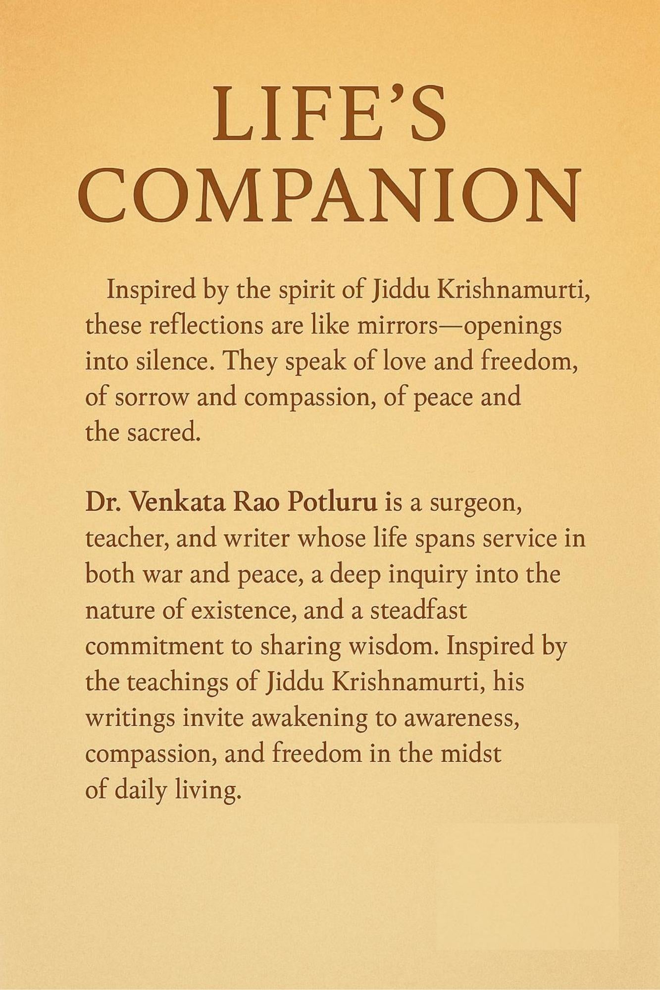 Life's Companion by Dr. Venkata Rao Potluru