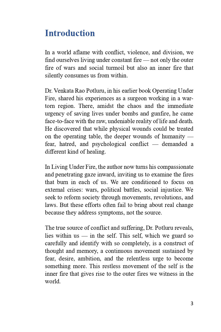 Living Under FIRE by Dr. Venkata Rao Potluru