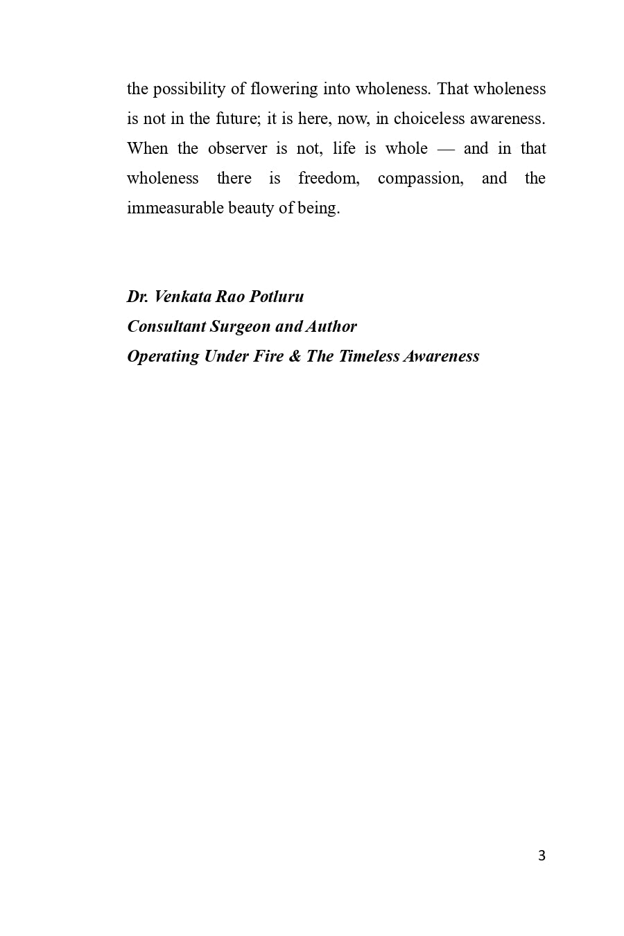 Spark To Wholeness by Dr. Venkata Rao Potluru