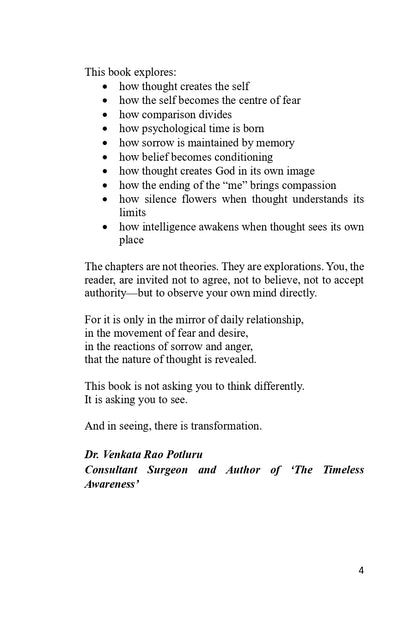 Thought Ends, Freedom Begins by Dr. Venkata Rao Potluru